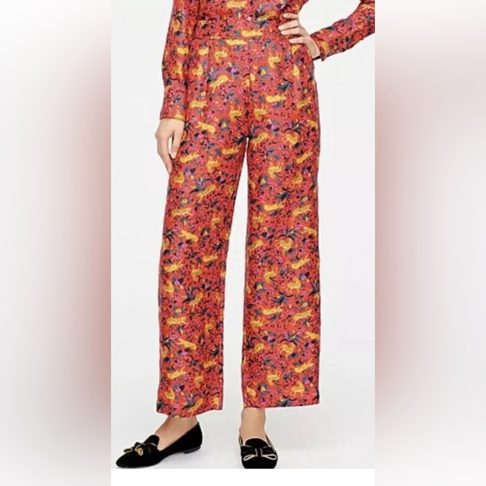 NWOT J.Crew Collection silk Twill jungle cat pants size 00